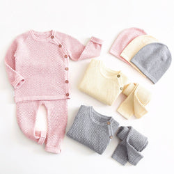 Solid Color Knitted Winter 3 Piece Sets