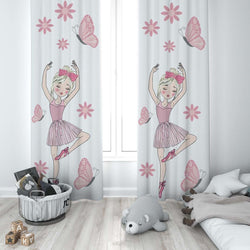 Cute Butterfly & Floral Ballerina Curtains